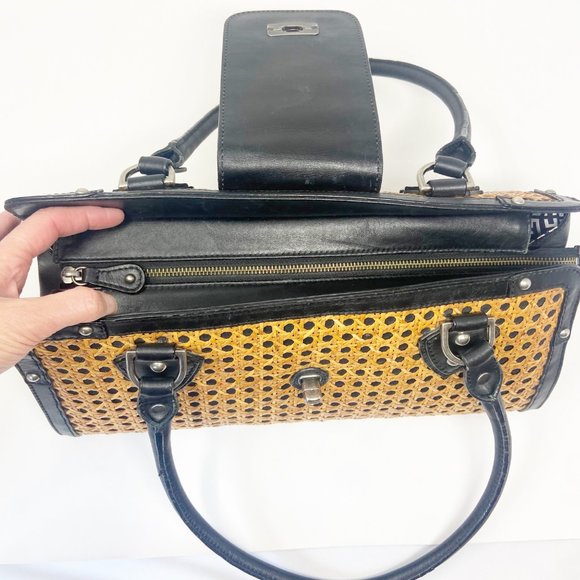 Tommy Bahama Rattan & Leather Shoulder Bag - Picture 4 of 10